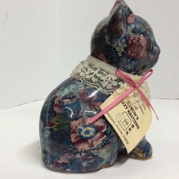 VTG Kozy Kritters by Num’s Decoupage Floral kitten - Picture 6 of 15